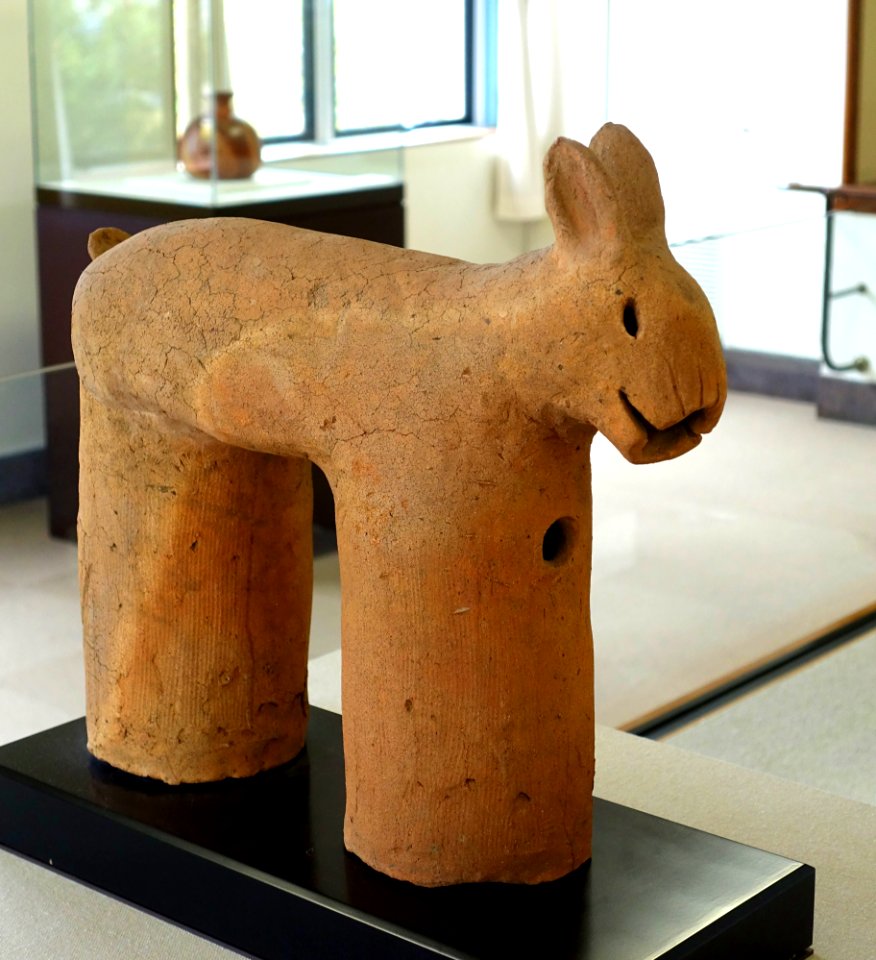 Rabbit figure, Haniwa, excavated at Chiba prefecture, Japan, Tumulus period, 6th-7th century AD, terracotta - Hakone Museum of Art - Hakone, Kanagawa, Japan - DSC08155