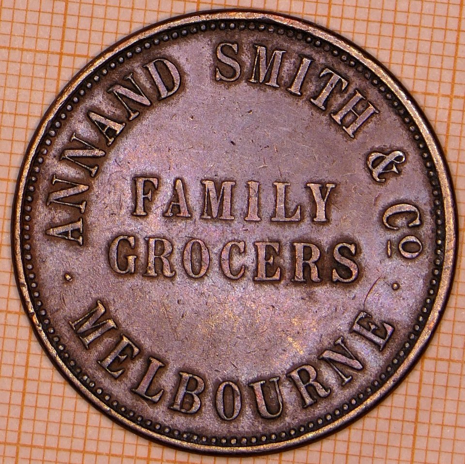 R24 Australian Penny Token, ND, Annand Smith & Co, Family Grocers, - obverse
