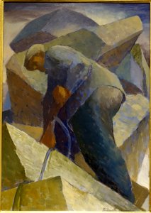 Quarry Worker by Iver Rose, c. 1930, oil on board - Cape Ann Museum - Gloucester, MA - DSC01321