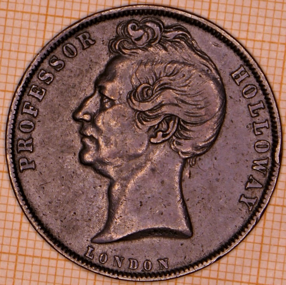 R260 Australian Penny Token, 1857, Professor Holloway, London, Holloway's Pills And Ointment - obverse