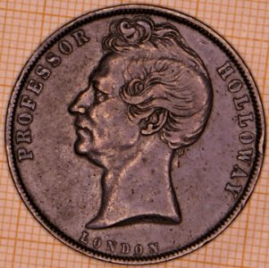 R260 Australian Penny Token, 1857, Professor Holloway, London, Holloway's Pills And Ointment - obverse