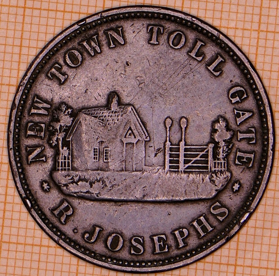 R309 Australian Penny Token, 1855, R. Josephs, New Town Toll Gate, Van Diemen's Land - obverse