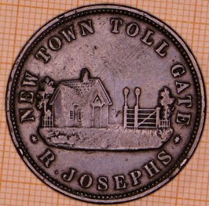 R309 Australian Penny Token, 1855, R. Josephs, New Town Toll Gate, Van Diemen's Land - obverse