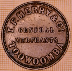 R359 Australian Penny Token, ND, Merry, TF & Co., Toowoomba - obverse