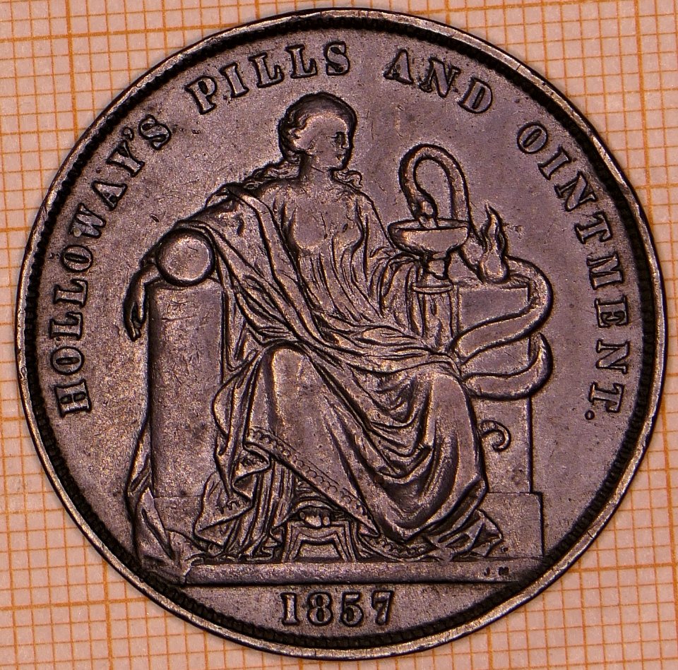R260 Australian Penny Token, 1857, Professor Holloway, London, Holloway's Pills And Ointment - reverse