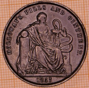 R260 Australian Penny Token, 1857, Professor Holloway, London, Holloway's Pills And Ointment - reverse