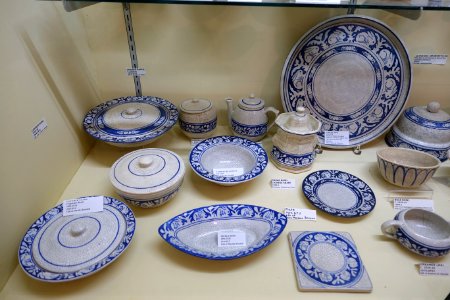 Rabbit patterns and others - Dedham Pottery - Dedham Historical Society - Dedham Massachusetts - DSC04280