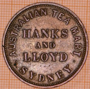 R183 Australian Penny Token, 1857, Hanks & Lloyd, Sydney - obverse