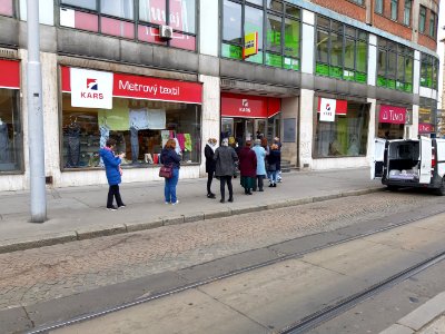 Queue to haberdashery due to COVID-19