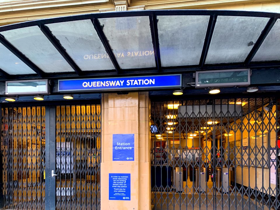 Queensway station entrance 2020