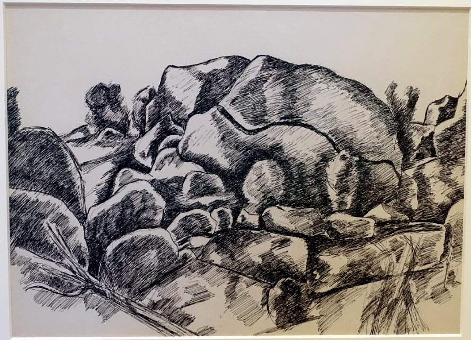 Rocks, Dogtown, by Marsden Hartley, c. 1934, ink on paper - Cape Ann Museum - Gloucester, MA - DSC01483
