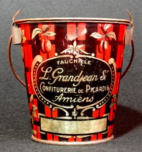 Rode blikken jam emmertje L Grandjean Sr, Confiturerie de Picardie, Amiens, foto1