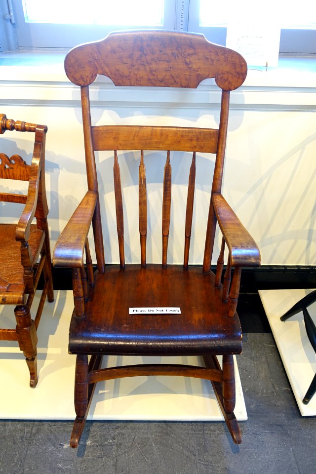 Rocking chair, Henry F. Dewey (1800-1882), Bennington VT, 1838, maple with pine seat - Bennington Museum - Bennington, VT - DSC08845