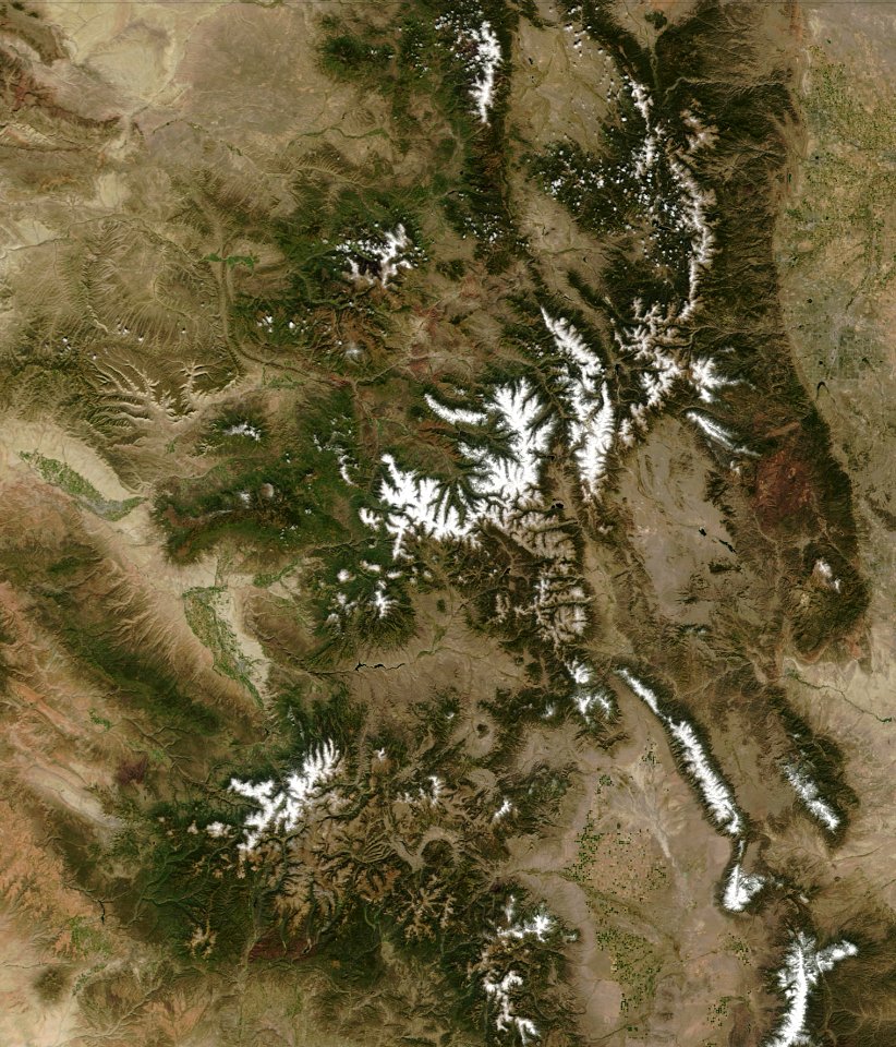 Rockies from space cropped to Colorado photo