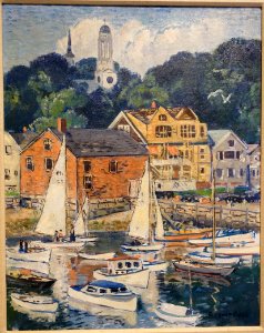 Rockport Harbor by Gifford Beal, c. early 1950s, oil on canvas - Cape Ann Museum - Gloucester, MA - DSC01425
