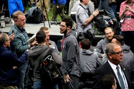 Rodrigo Blankenship speaking to the media, Jan 2018
