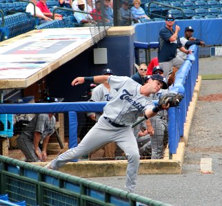 Rome Braves vs. Asheville Tourists, May 30, 2018 - Catching ball near dugout