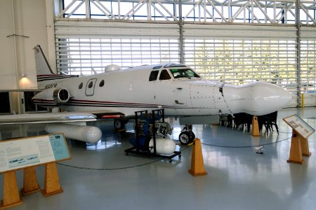Rockwell Sabreliner 50, 1958, used for testing avionics and radar systems - Evergreen Aviation & Space Museum - McMinnville, Oregon - DSC00710