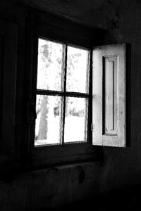 Black white window old photo