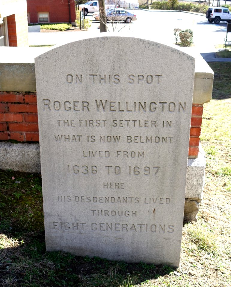 Roger Wellington (first settler) memorial - Belmont, MA - DSC07821