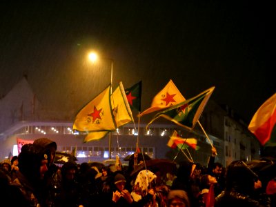 Rojava solidarity demonstration and Extinction Rebellion on the Kottbusser Brücke 2019-10-10 13