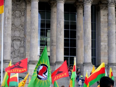 Rojava solidarity demonstration Platz der Republik Berlin 2019-10-10 13