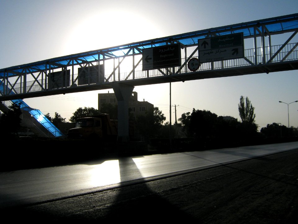 Road 44 East of Iran - through city of Nishapur - Morning - skyway 03