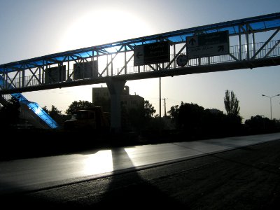 Road 44 East of Iran - through city of Nishapur - Morning - skyway 03