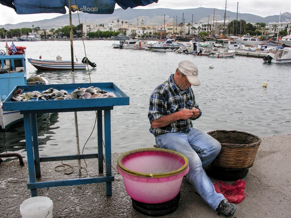 Fisherman fishing quay