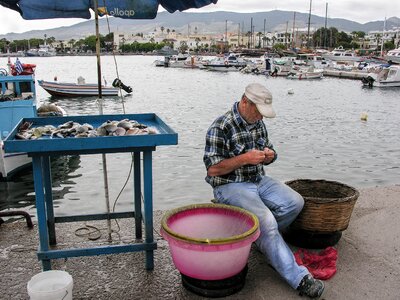 Fisherman fishing quay