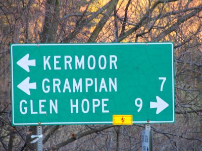 Road sign near Grampian, Pa