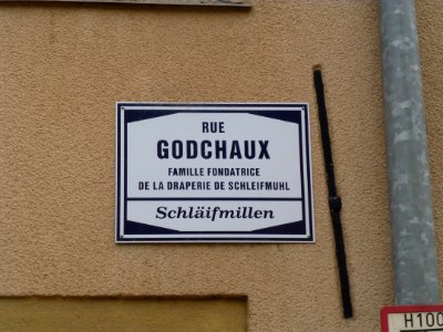 Road name sign rue Godchaux Luxembourg