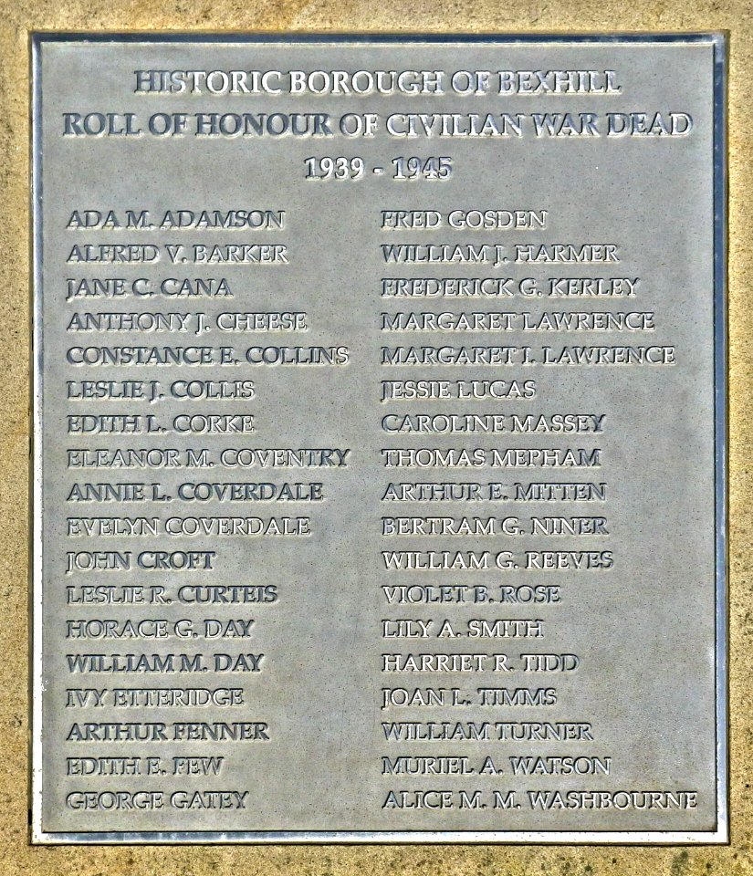 Roll of Honour of Civilian War Dead Memorial Plaque, Bexhill-on-Sea (2)