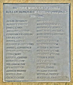 Roll of Honour of Civilian War Dead Memorial Plaque, Bexhill-on-Sea (2)