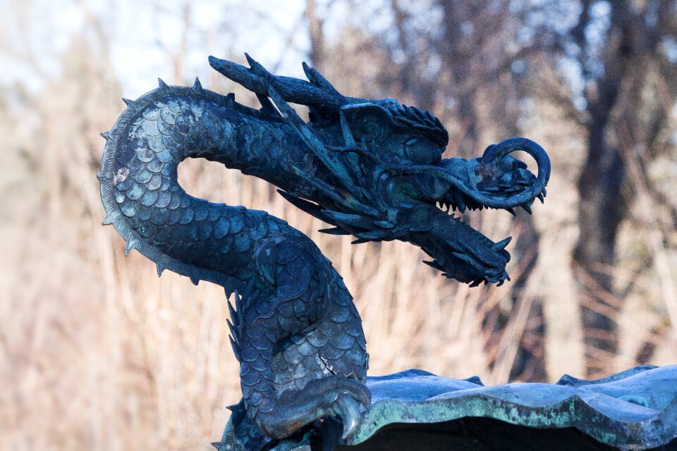 Statue dragon's head mythical creatures
