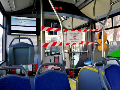 RO BV Bus interior in Brasov, COVID measures