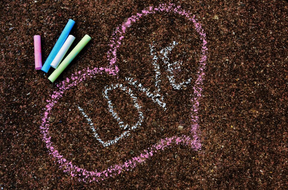 Ground colorful street chalk