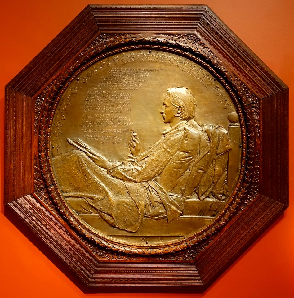 Robert Louis Stevenson by Augustus Saint-Gaudens, American, 1890, bronze and wood - Princeton University Art Museum - DSC06949