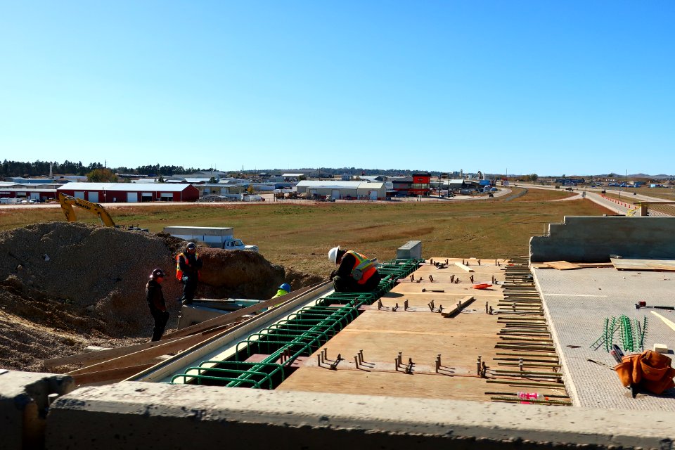 Roadwork on South Garner Lake Road overpass over Interstate 90 in Gillette, Wyoming