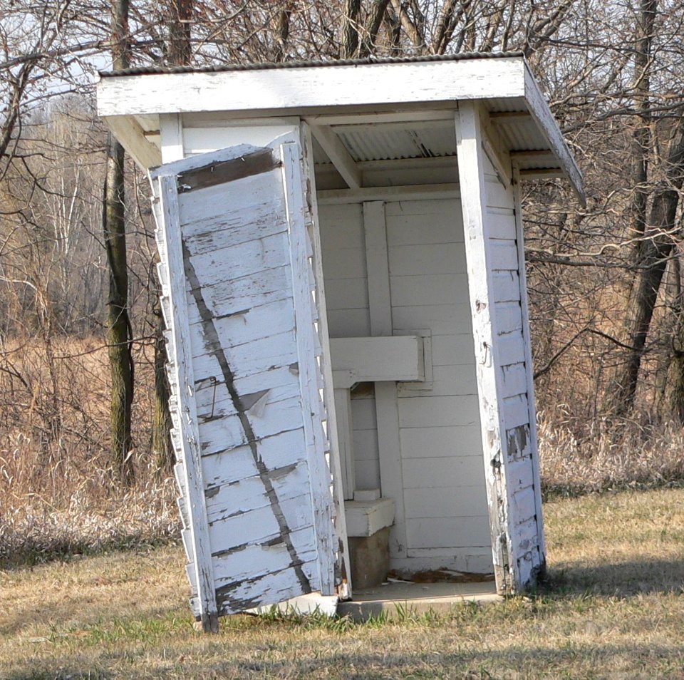 Rock Bluff School outhouse 1