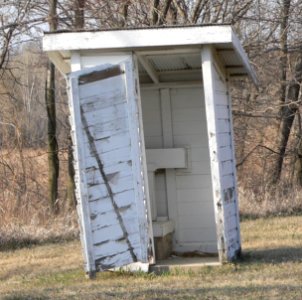 Rock Bluff School outhouse 1