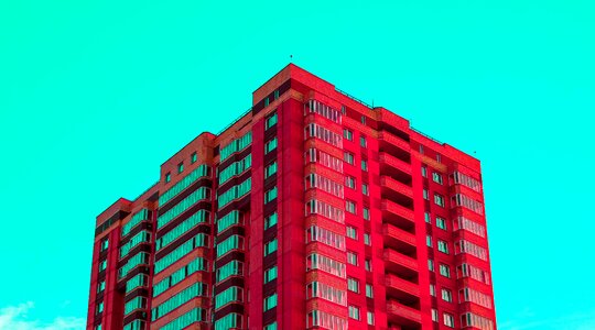 Color powder blue and red red house