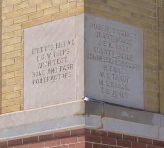 Roberts County, Texas, courthouse, cornerstone 1