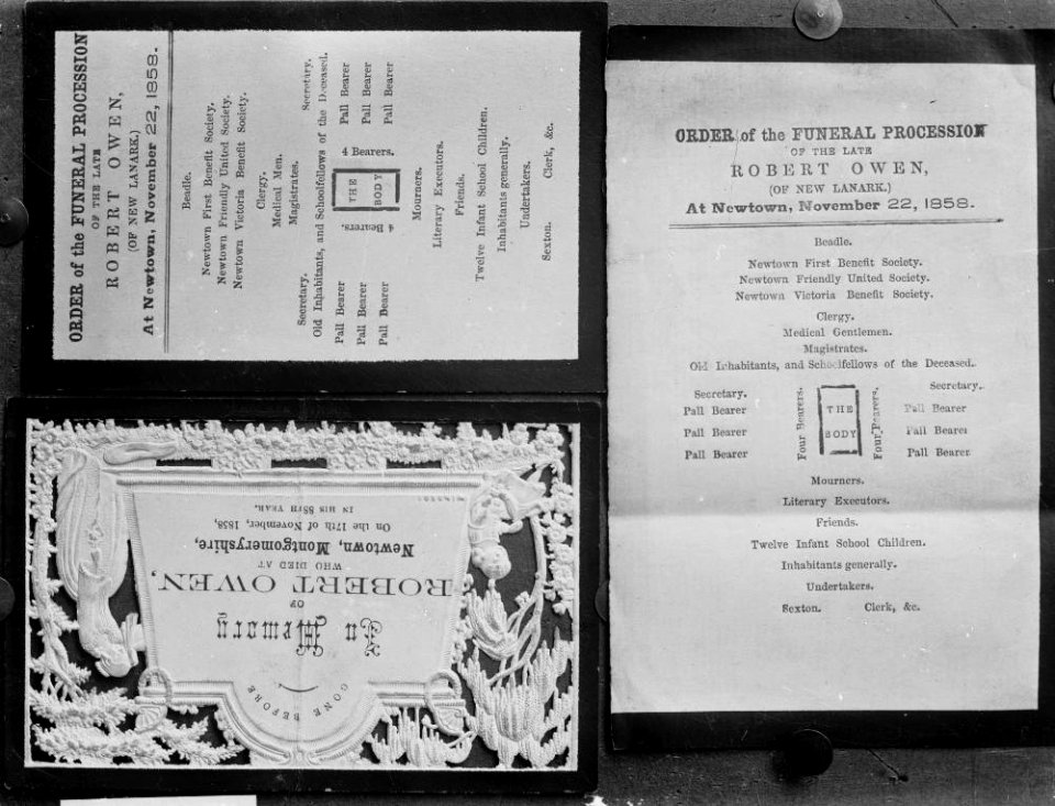 Robert Owen memorial card and order of funeral pamphlets (1293902)