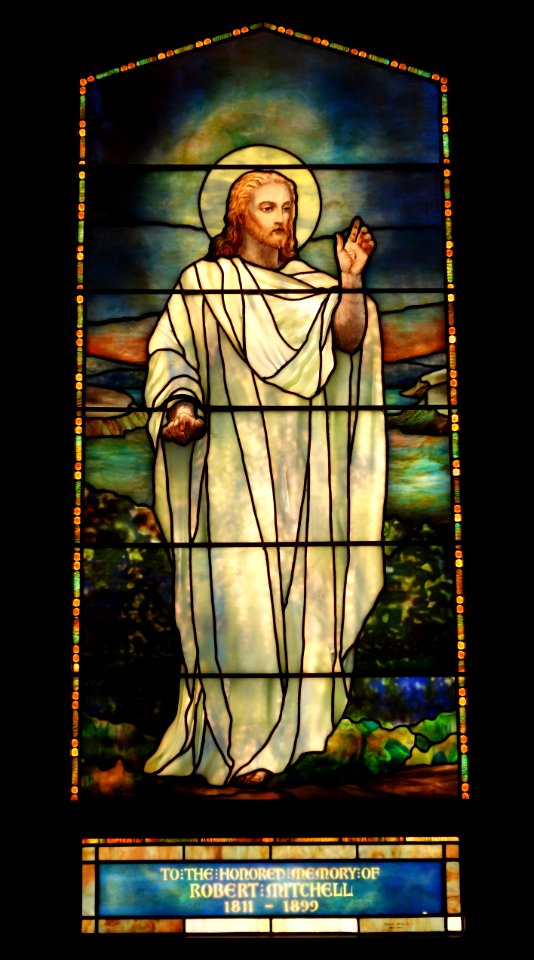 Robert Mitchell Memorial Window, Frederick Wilson designer, Tiffany Studios, c. 1900, glass, pigment, lead, copper foil - Cincinnati Art Museum - DSC04322