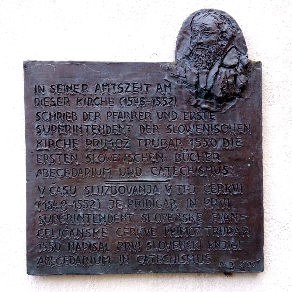Rothenburg ob der Tauber, Spitalkirche, Trubar-Gedenktafel