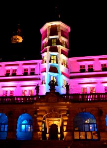 Rothenburg - Beleuchtetes Rathausportal in der Märchenwoche photo