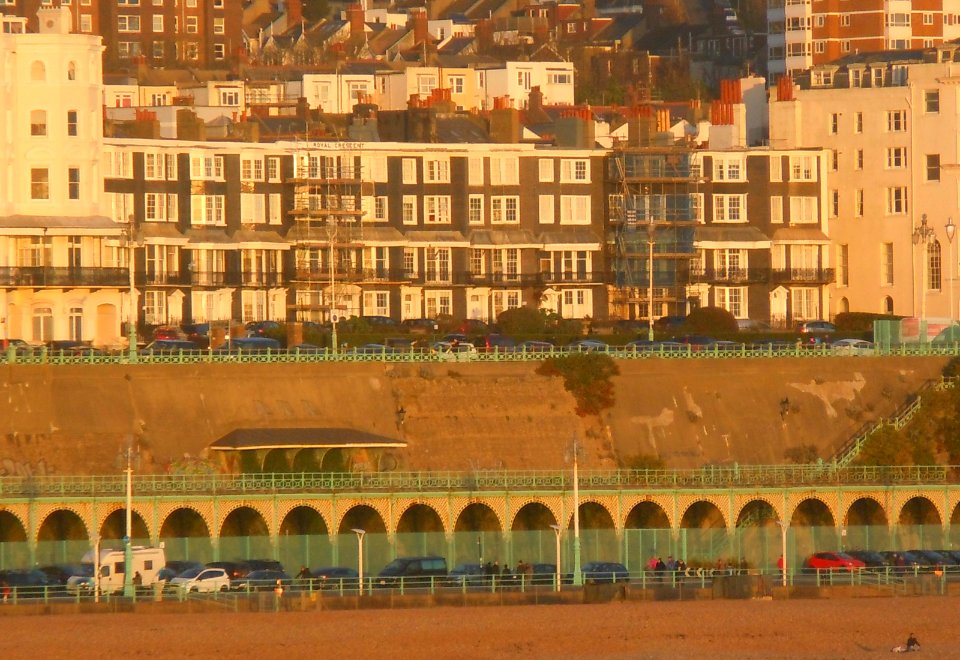 Royal Crescent, Marine Parade, Brighton (NHLE Code 1380838) (December 2016, seen from Palace Pier)
