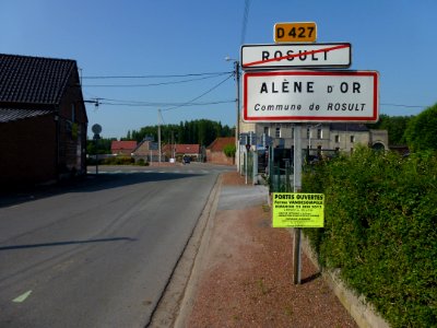 Rosult (Nord, Fr) city limit sign Alène d'Or
