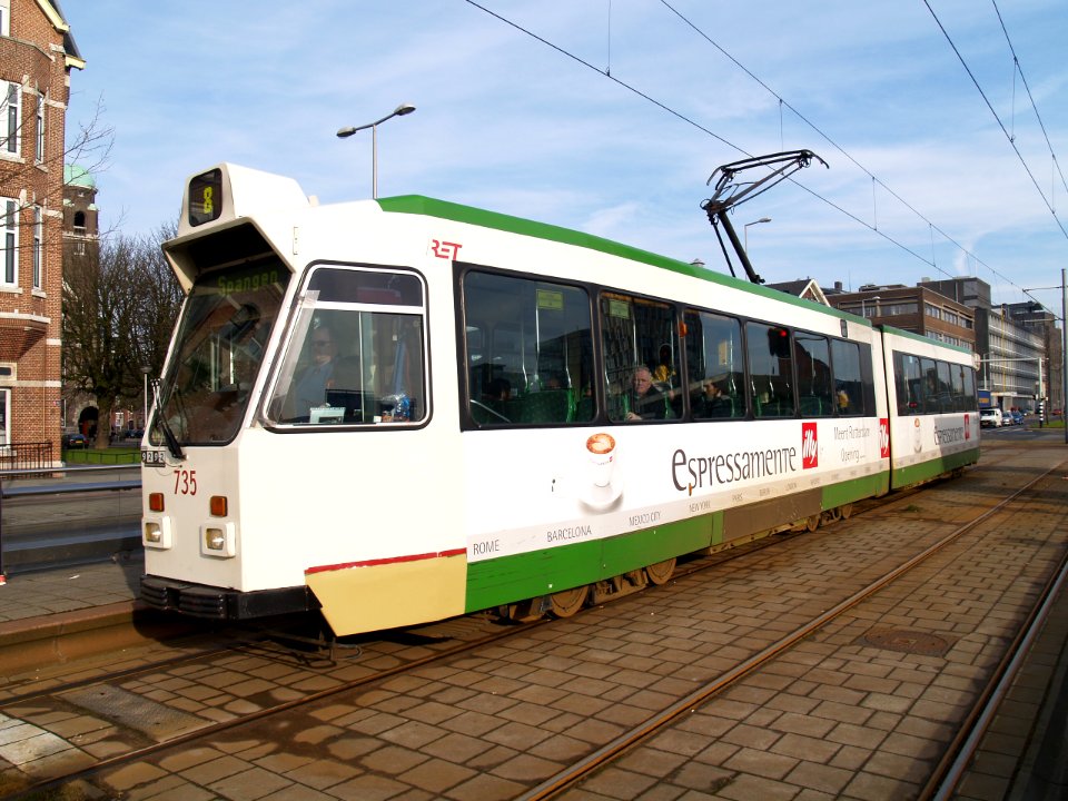 Rotterdam tram RET 735 pic2 Type ZGT-6 made by Düwag Düsseldorf